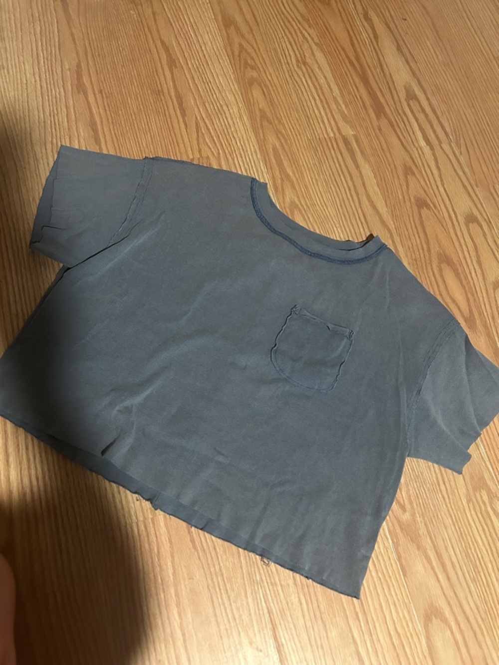 SHEIN women’s Short Sleeve Pocket Tee - Slate Blue cropped